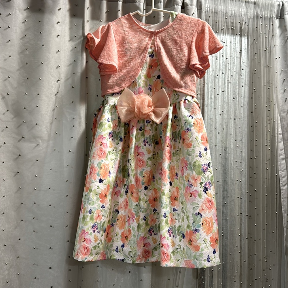 Dillard’s Size 12 orange/peach dress with sweater